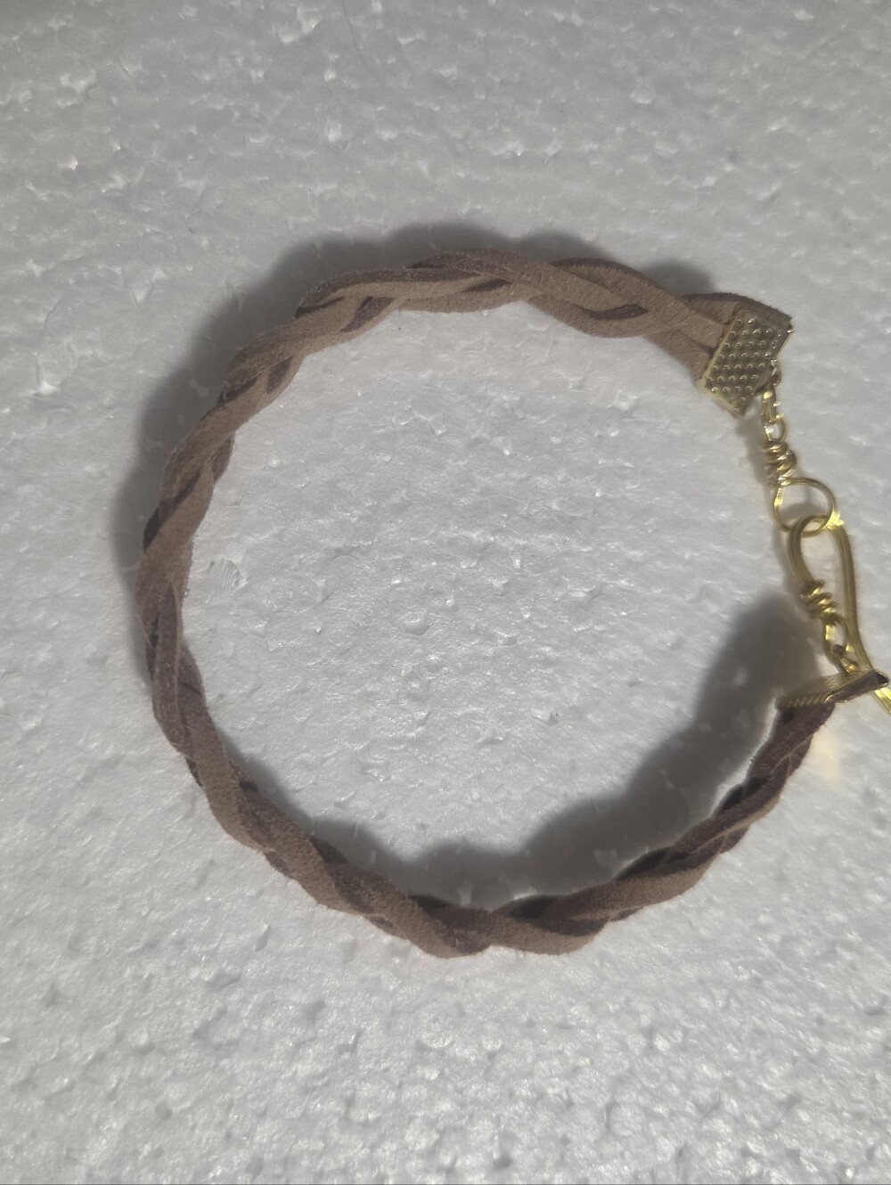 Handcrafted Men's Braided Suede Accent Bracelet in Taupe